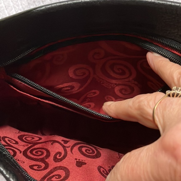 Brighton Black Bag with Red swirl Interior Lining & silver decorative accents - Picture 9 of 16